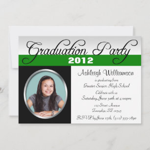Photo Green Elegant Graduation Party Invitations