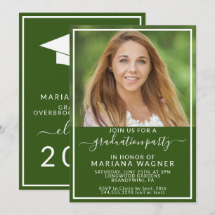 Photo Green High School Graduation Party Invitation