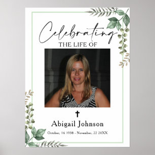 Photo Greenery Celebrating the life Funeral Poster