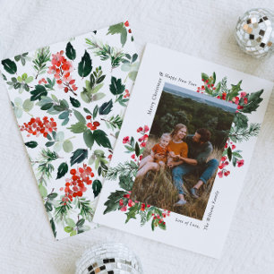 Photo Greenery Christmas Card