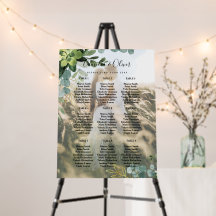 PHOTO Greenery SEATING CHART 9 Table 18" x 24"
