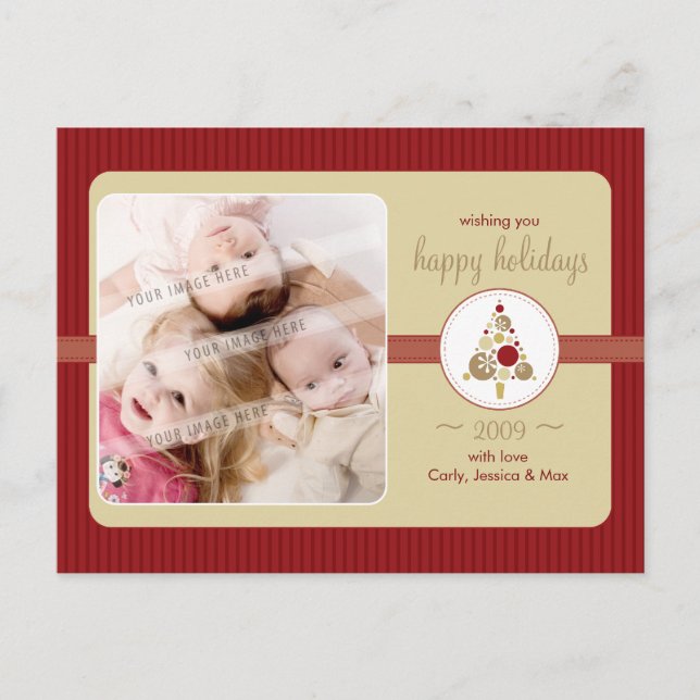 PHOTO GREETING POSTCARD :: modern spotty tree L4 (Front)