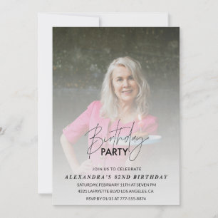 Photo Grey 82nd birthday invitation