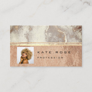 Photo Grey Stripes Marble Rose Makeup Artist Lux Business Card