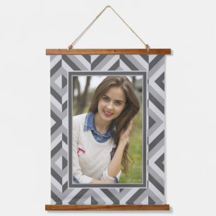 Photo Grey Three-Tone Diamond Pattern Hanging Tapestry