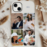Photo Grid 4 Pictures Name or Initials Neutral Case-Mate iPhone 14 Plus Case<br><div class="desc">Modern photo collage iphone case personalised with your name or initials and 4 of your favourite pictures. The photo template automatically displays your photographs in vertical portrait format with rounded corners. The The phone cover is printed in neutral stone colour - although you are welcome to change any or all...</div>