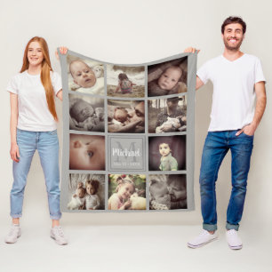 Photo grid  collage fleece blanket
