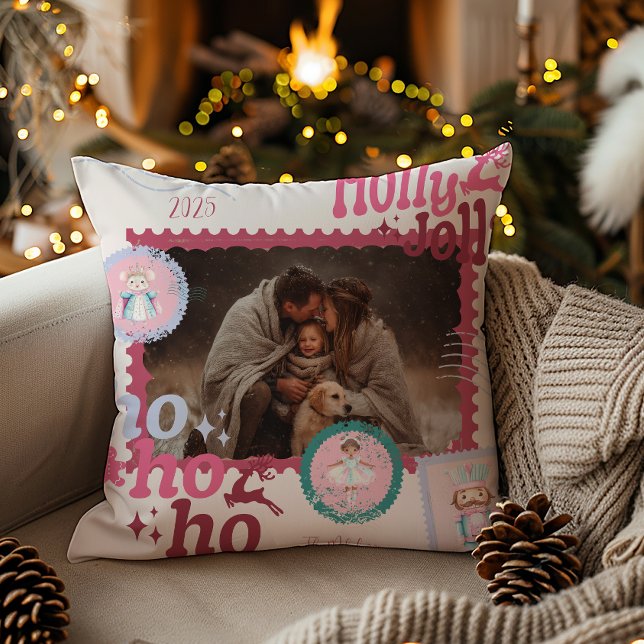 Photo Groovy Nutcracker Retro Pastel Christmas Cushion (Creator Uploaded)