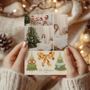 Photo Groovy Retro Bow Christmas Holiday Card