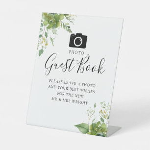 Photo Guest Book Greenery Botanical Wedding Pedestal Sign