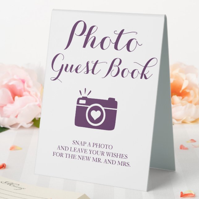 Photo Guest Book Purple Wedding Pedestal Sign (In SItu (Wedding))