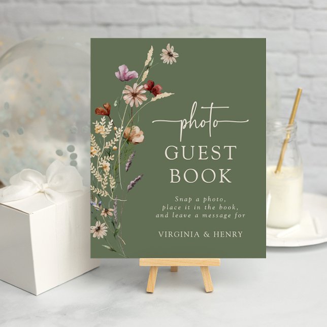 Photo Guest Book sign (Wildflower Sage Green Photo Guest Book Sign by Painted Paperie
)