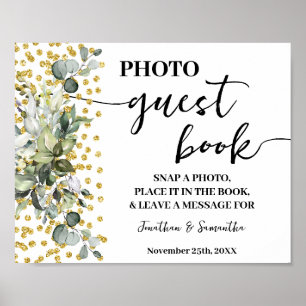 Photo Guest Book Wedding Bridal Eucalyptus Gold