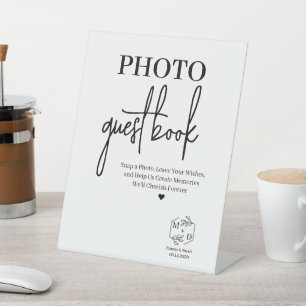 Photo Guest Book Wedding Party Pedestal Sign
