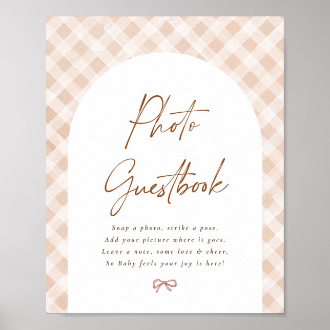 Photo Guestbook Gingham Cutie Pie Baby Shower Sign (Front)
