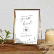 Photo GuestBook Sign Minimalist Boho Floral Poster