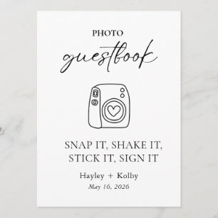 Photo Guestbook Table Top Sign/Card for Framing