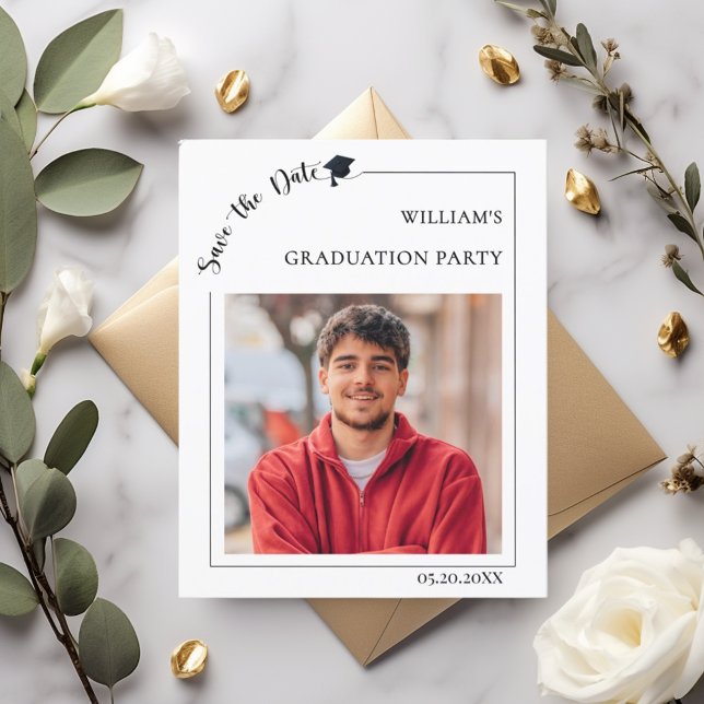Photo guy modern simple Graduation Save the Date Flyer (Creator Uploaded)