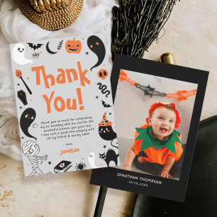 Photo Halloween Birthday Boy Thank You Card