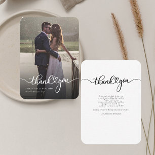 Photo Hand-Lettered Modern Wedding Thank You Card