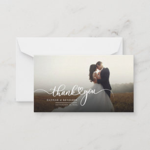 Photo Hand-Lettered Script Wedding Thank You Card