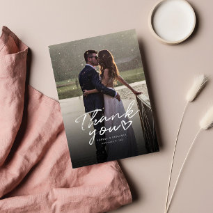 Photo Hand-Lettered Wedding Thank You Card