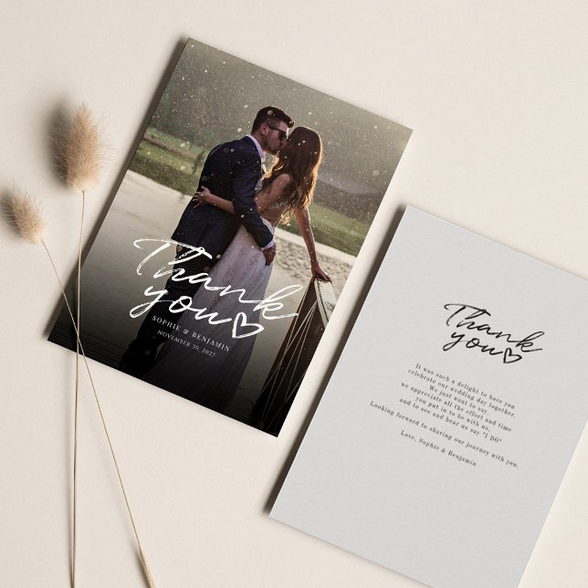Photo Hand-Lettered Wedding Thank You Card (Creator Uploaded)