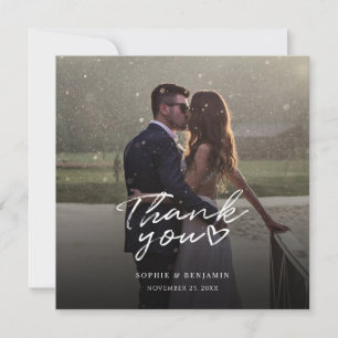 Photo Hand-Lettered Wedding Thank You Note Card