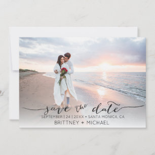 Photo Handwritten Modern Black Save the Date