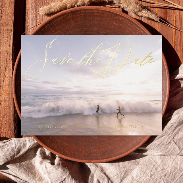 Photo Handwritten Style Save the Date Gold (Creator Uploaded)