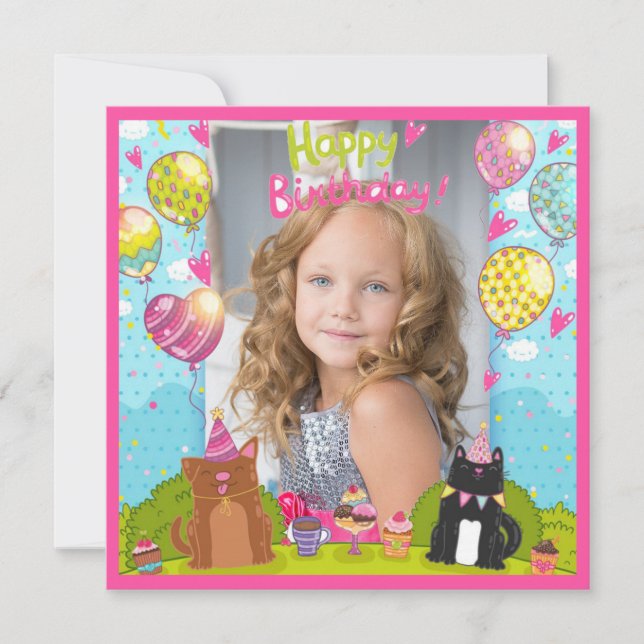 Photo Happy Birthday for Young Girl Square Card (Front)