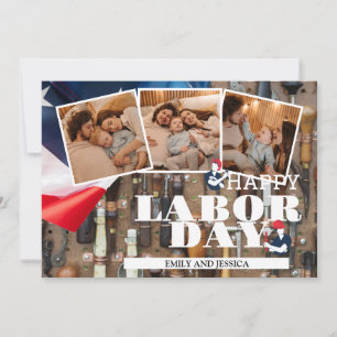 Photo Happy Labour Day patriotic USA flag Thank You Card