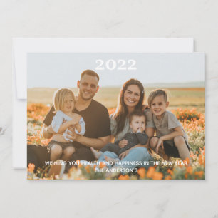Photo Happy New Year Personalised White Typography Holiday Card