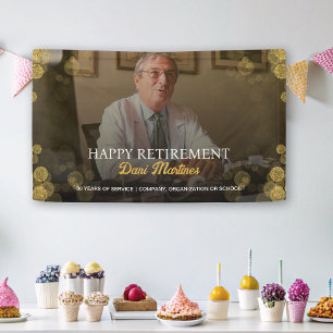 Photo Happy Retirement Party Gold Confetti Banner