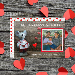 Photo Happy Valentine's Day Red Heart Rustic Wood Holiday Card