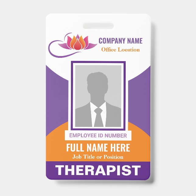 Photo Health Emotional Support Any Colour Template ID Badge (Front)