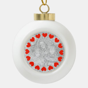Photo heart Christmas balls Add your own picture Ceramic Ball Christmas Ornament