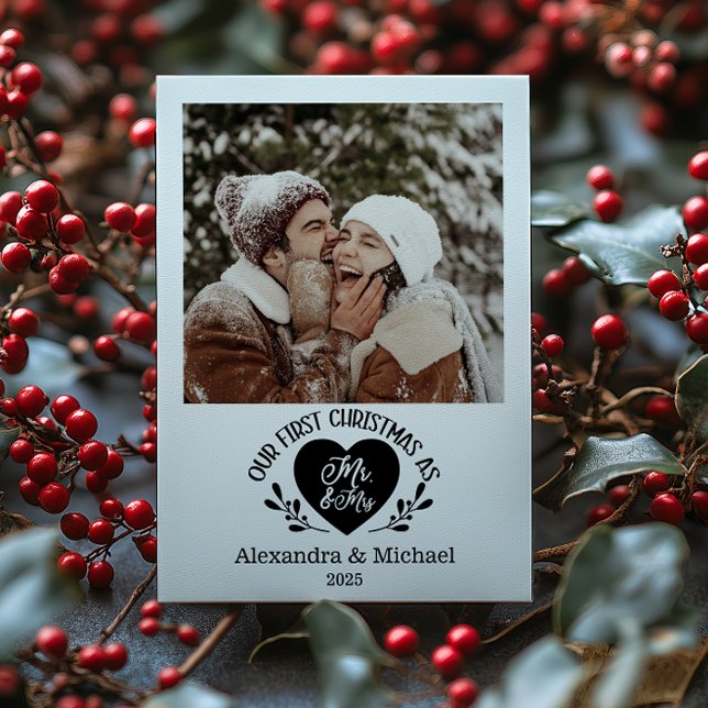 Photo Heart First Christmas as Mr & Mrs Holiday Card (Creator Uploaded)