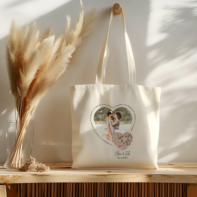 Photo heart location map  personalised engagement tote bag (Creator Uploaded)