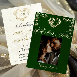 Photo & Heart Monogram - Emerald Save The Date