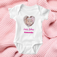 Photo heart name birthday girl pink