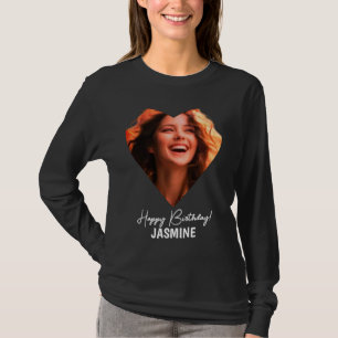 Photo Heart Name Birthday Girl T-Shirt