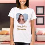 Photo heart name birthday T-Shirt<br><div class="desc">Personalise and add a name and a photo inside the heart shaped frame.</div>