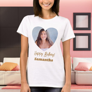 Photo heart name birthday T-Shirt