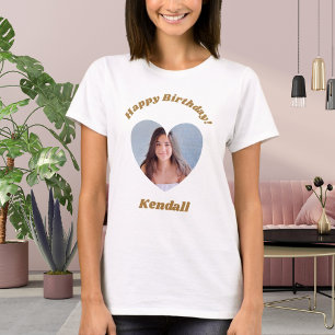 Photo heart name birthday T-Shirt