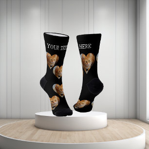 Photo Heart Pet Cat Dog Family Personalised   Socks