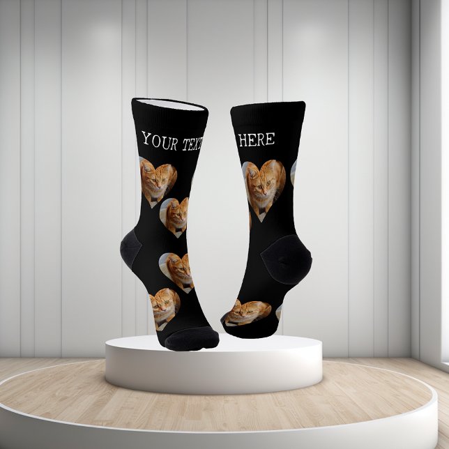 Photo Heart Pet Cat Dog Family Personalised   Socks (Creator Uploaded)