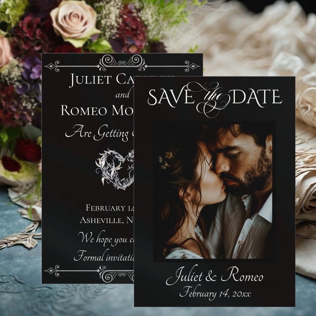 Photo & Heart Save the Date on Black (Creator Uploaded)