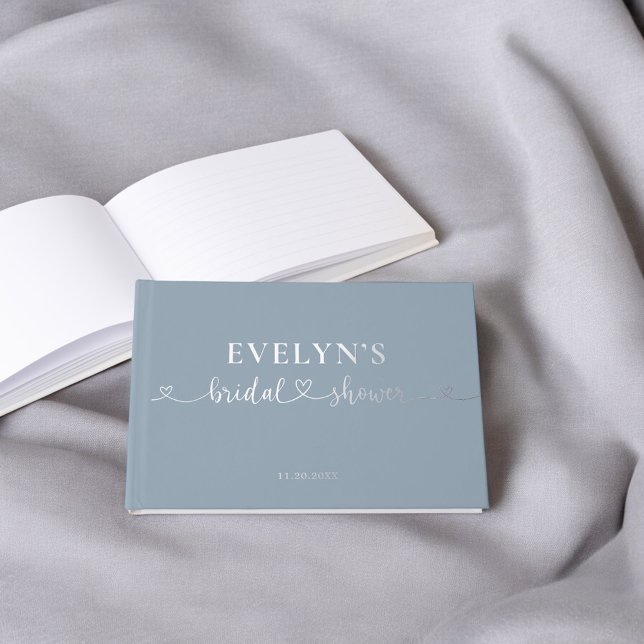 Photo Heart Script Bridal Shower Blue Guest Book (Creator Uploaded)