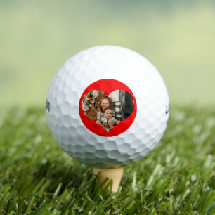 Photo Heart Shape on Red Background Golf Balls